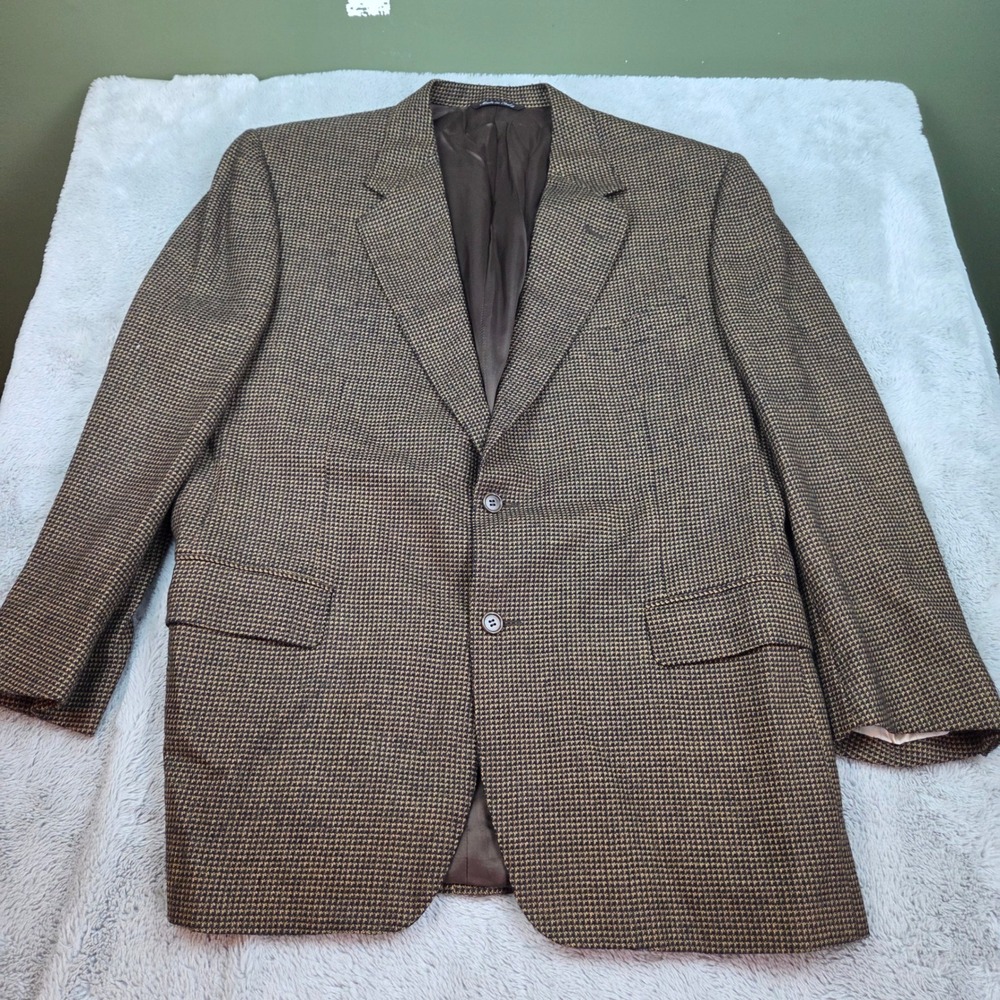 Canali Wool Sport Coat Mens EU 54 US 44 Made Italy Houndstooth Two Button Blazer
